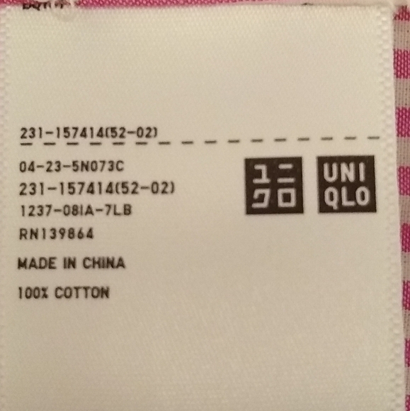 Uniqlo Shirt Sleeve Relaxed Fit  Stripe Pink and White Cotton  Top, size M - Picture 4 of 4